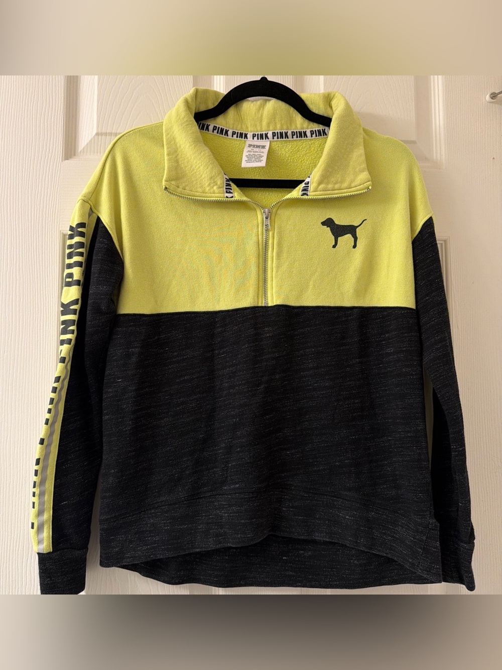 Victoria's Secret PINK Colorblock Half-Zip Sweater - Yellow & Black